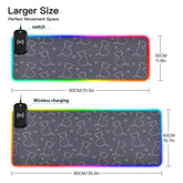 Cat Star Night Wireless Charging Mouse Pad for Mobile Phone Extra Large Gaming Mousepad with 13 Lighting Modes Keyboard Mat for Gaming MacBook PC Laptop Desk Home Office